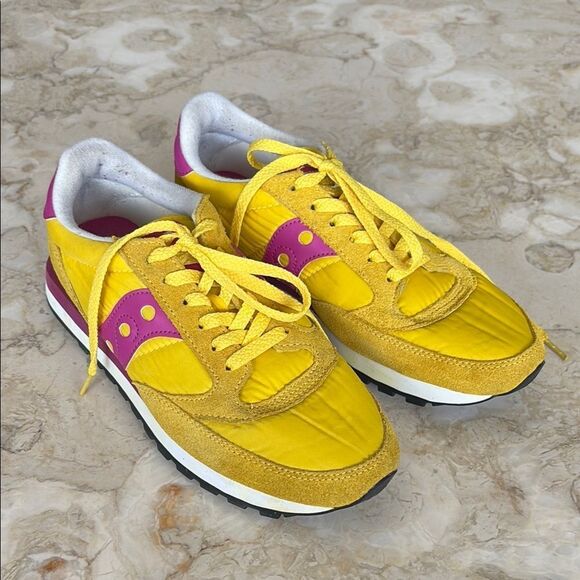 SAUCONY Jazz Original Retro Classic Sneakers Running Shoes Yellow & Pink - Picture 2 of 13